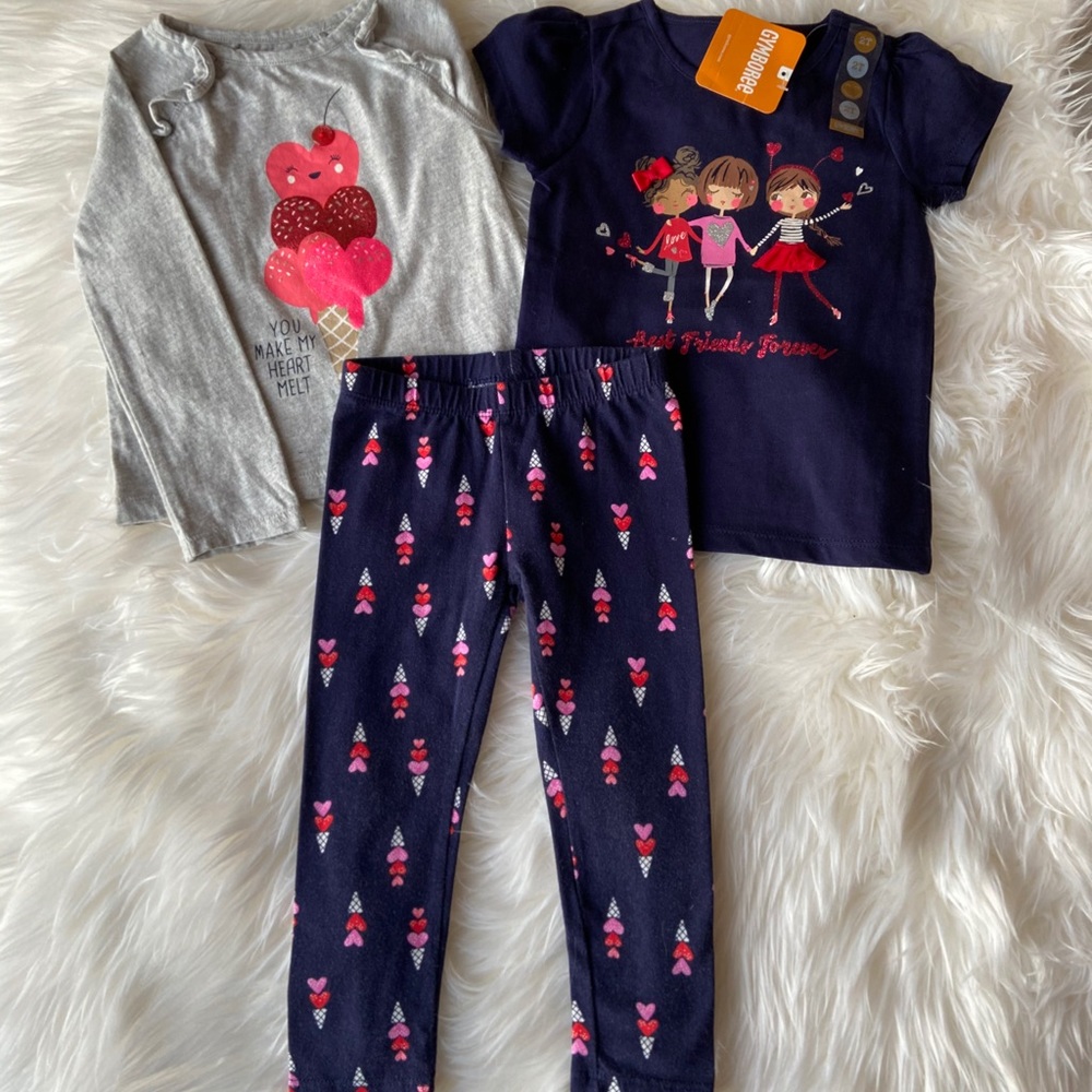 3 Piece Gymboree “Sweetheart” Top & Pant set 2T